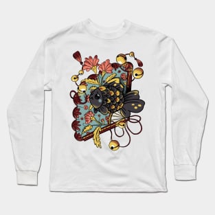 Asian Goldfish with Fan and Pink Flowers Long Sleeve T-Shirt